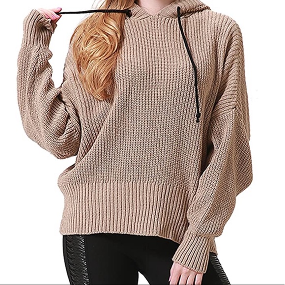 Sweaters - Oversized Hooded Grandpa Sweater Comfy Warm Casual